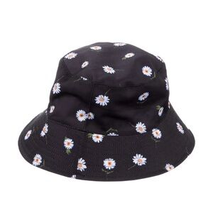 Alice & Olivia - Black Daisy Print & Solid White Reversible Bucket Hat